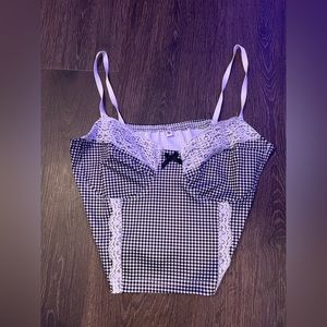 Black Plaid Crop Camisole